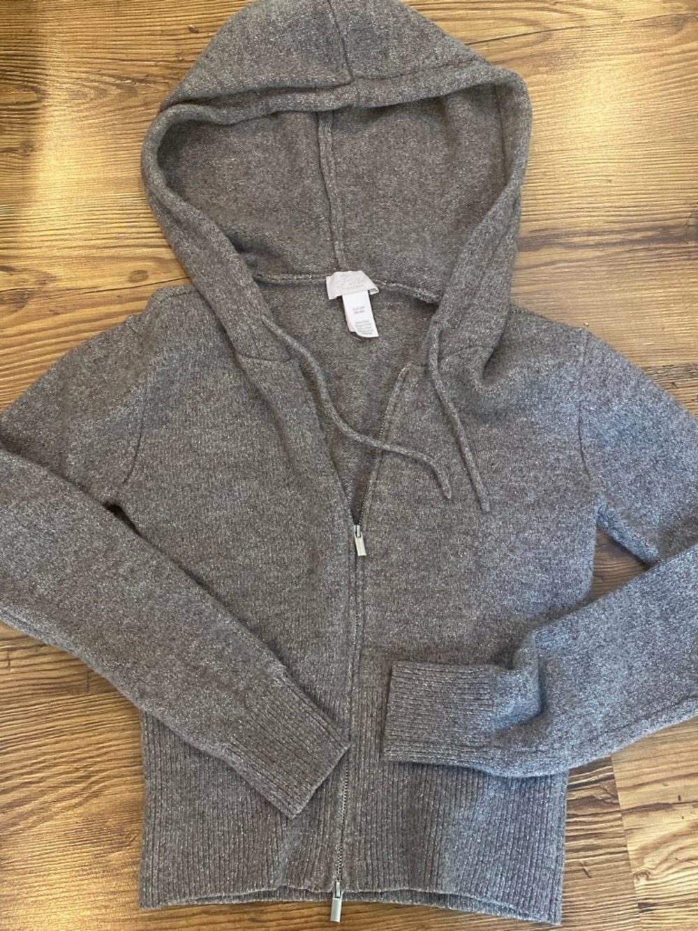 PINK Victoria's Secret Gray/Tan Zip-Up Hooded Sweater